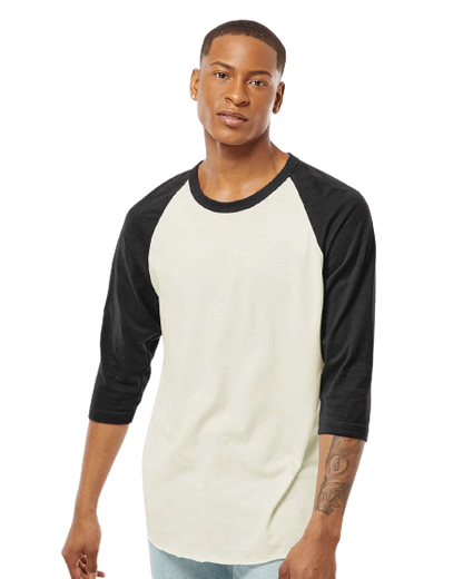 Unisex Fine Jersey Raglan Tee - Vintage White/Black