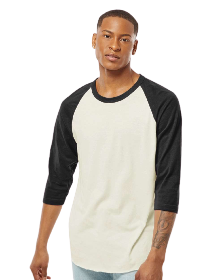 Unisex Fine Jersey Raglan Tee - Vintage White/Black