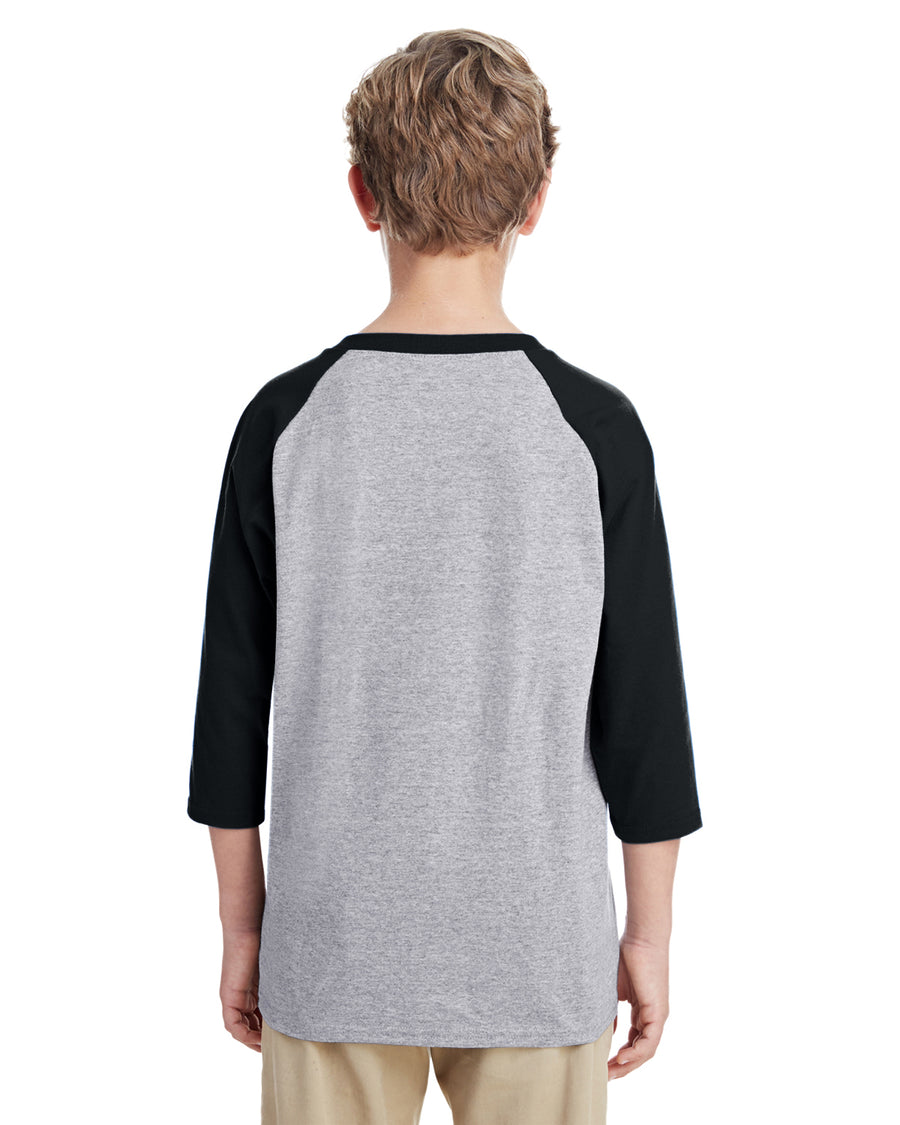 Youth Heavy Cotton��� 3/4-Raglan Sleeve T-Shirt - Sport Gray / Black