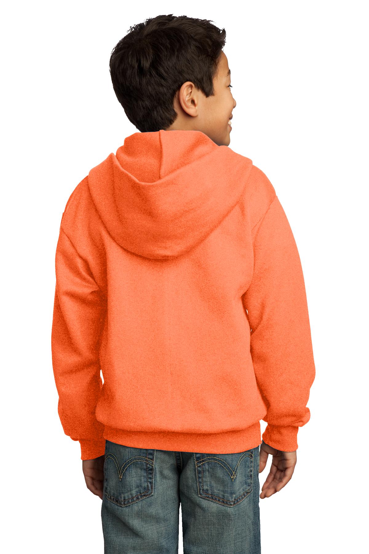 Youth Core Fleece Full-Zip Hoodie - Neon Orange
