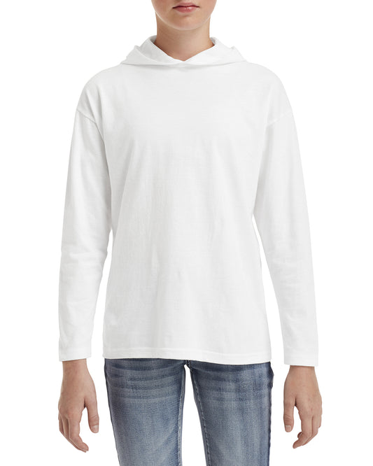 Youth Long-Sleeve Hooded T-Shirt - White