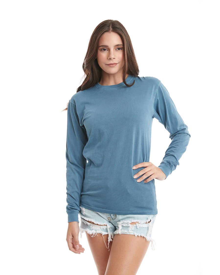 Unisex Inspired Dye Long-Sleeve Crew - Peri Blue
