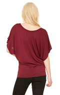 Women's Flowy Draped Sleeve Dolman T-Shirt - Maroon