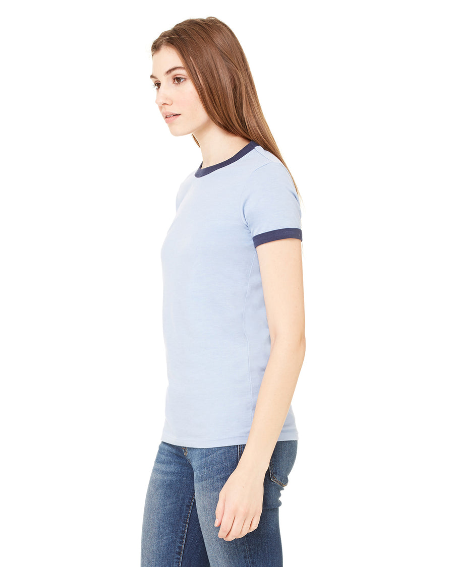 Women's Jersey Short-Sleeve Ringer T-Shirt - Heather Blue / Navy