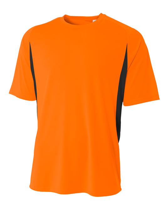 Men's Cooling Performance Color Blocked T-Shirt - Safety Orange / Black