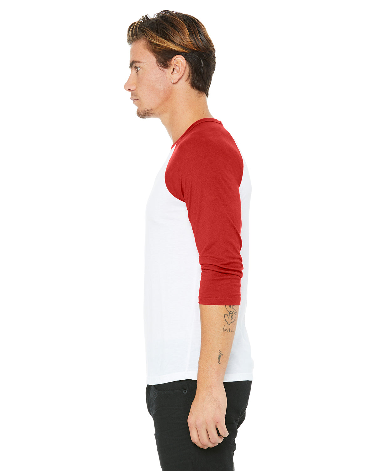 Unisex 3/4-Sleeve Baseball T-Shirt - White / Red
