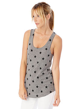 Women's Meegs Printed Racerback Eco-Jersey™ Tank - Eco Gray Stars