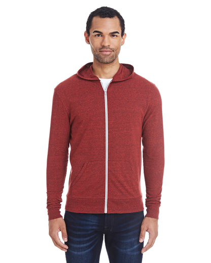 Unisex Triblend Full-Zip Light Hoodie - Card Black Triblend