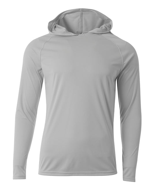 A4 Unisex Cooling Long Sleeve Hooded Tee - Silver