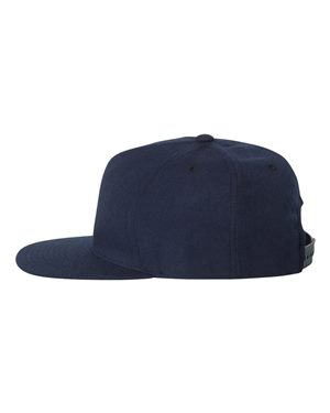 Unisex 5-Panel Structured Flat Visor Classic Snapback Cap - Navy