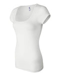 Women's Sheer Mini Rib Scoopneck Tee - White