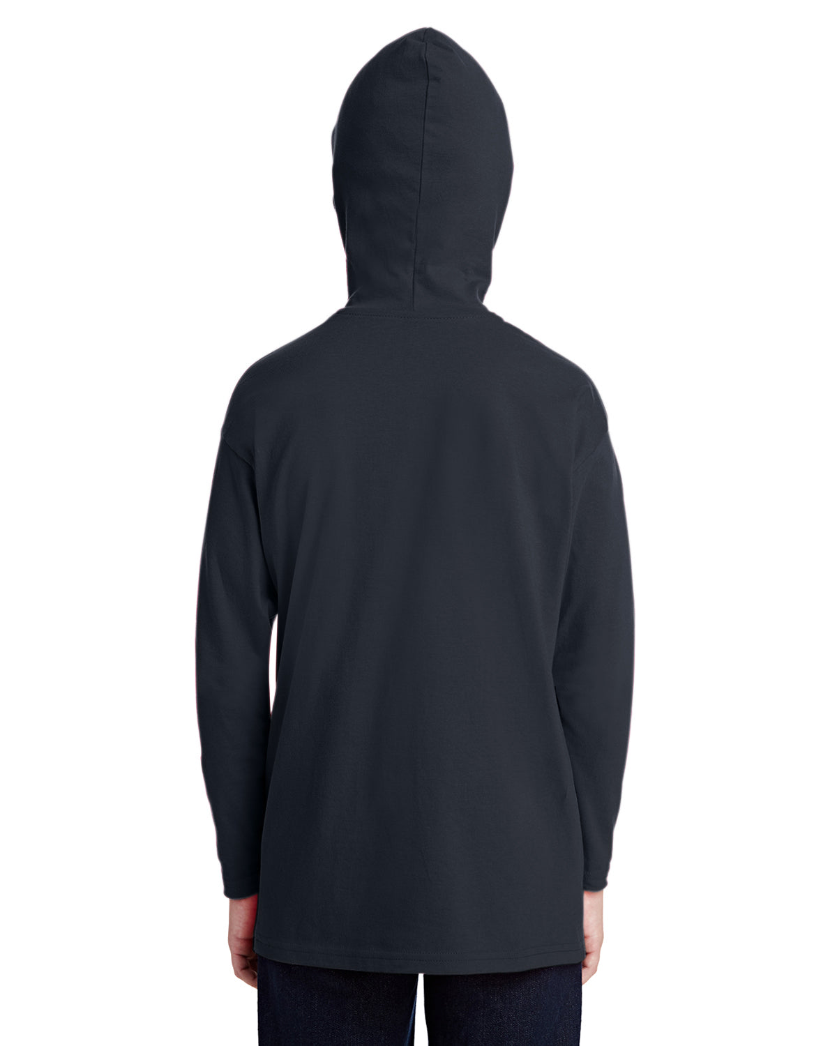 Youth Long-Sleeve Hooded T-Shirt - Black