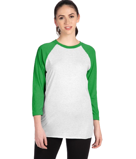 Unisex Triblend 3/4-Sleeve Raglan - Envy / Heather White