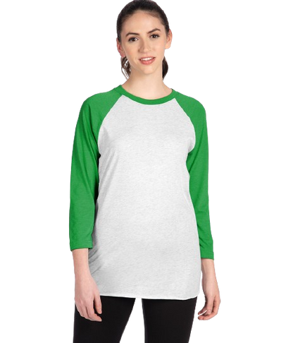 Unisex Triblend 3/4-Sleeve Raglan - Envy / Heather White