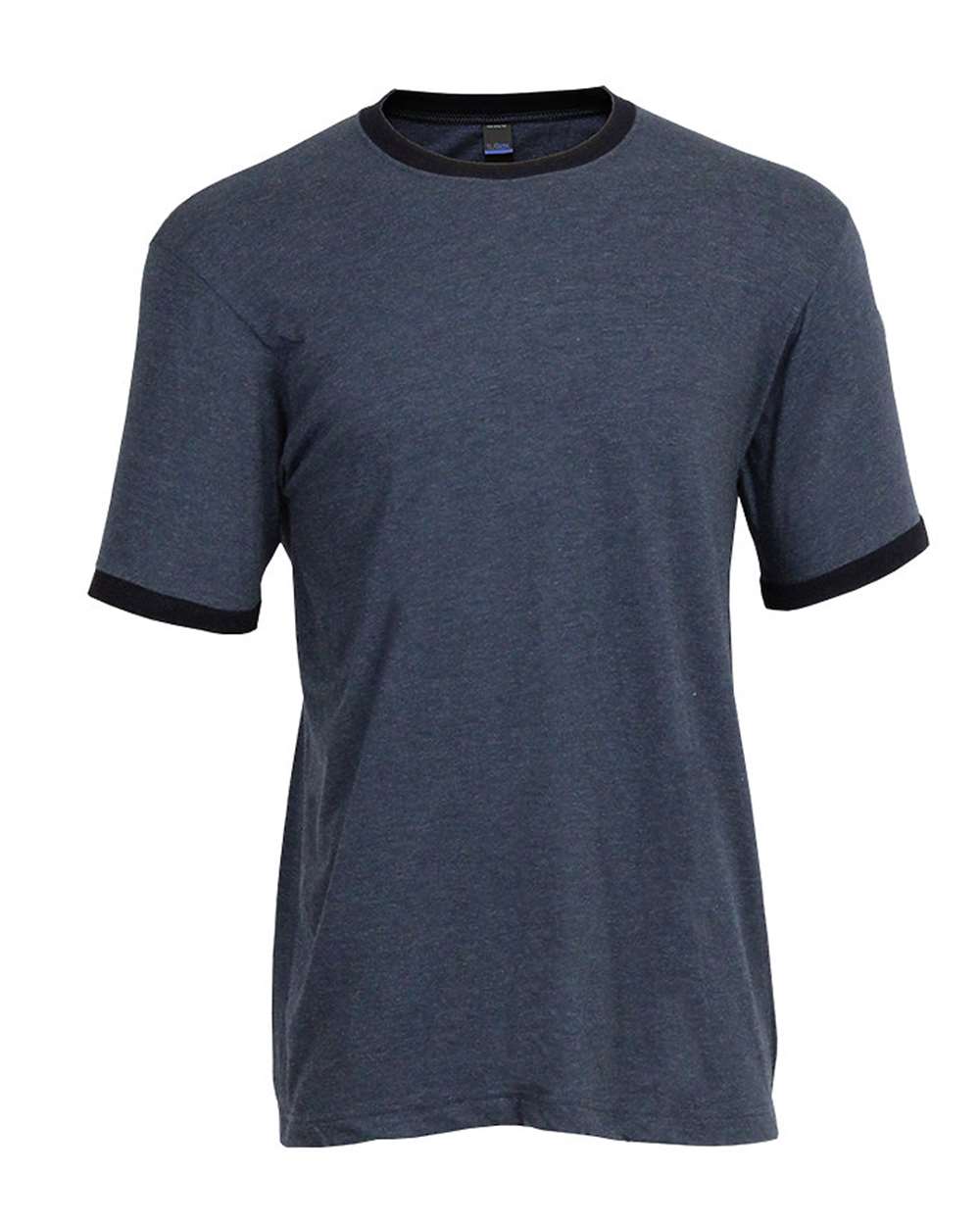Unisex Fine Jersey Ringer Tee - Heather Denim/ Navy