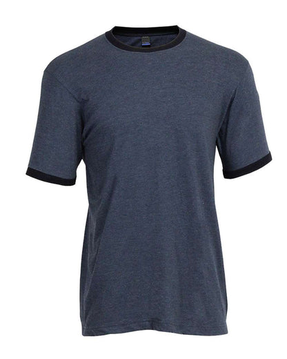Unisex Fine Jersey Ringer Tee - Heather Denim/ Navy