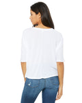 Women's Flowy Boxy Half-Sleeve V-Neck T-Shirt - White