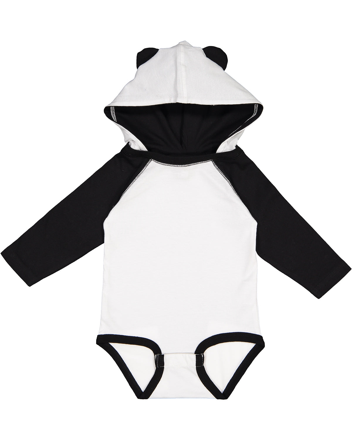 Infant Long Sleeve Fine Jersey Bodysuit With Ears - White / Black