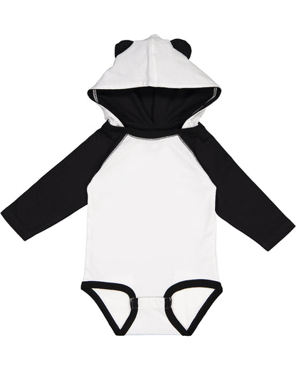 Infant Long Sleeve Fine Jersey Bodysuit With Ears - White / Black