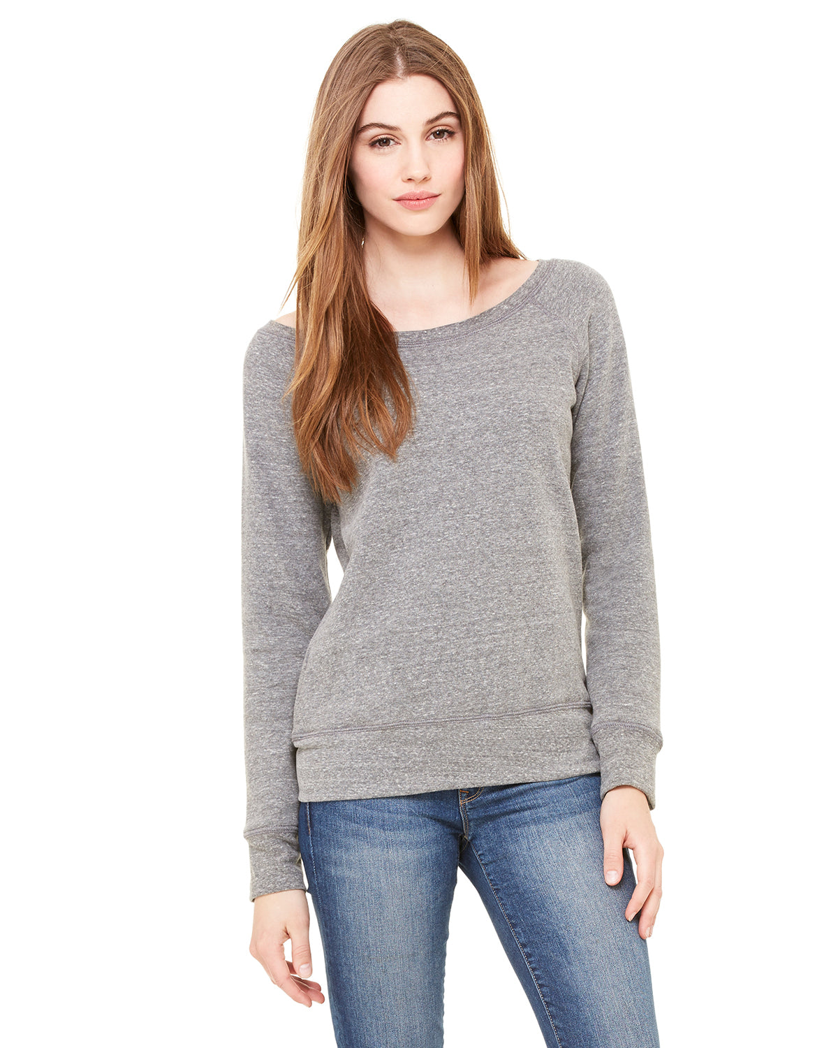 Women's Sponge Fleece Wide Neck Sweatshirt - Gray Triblend