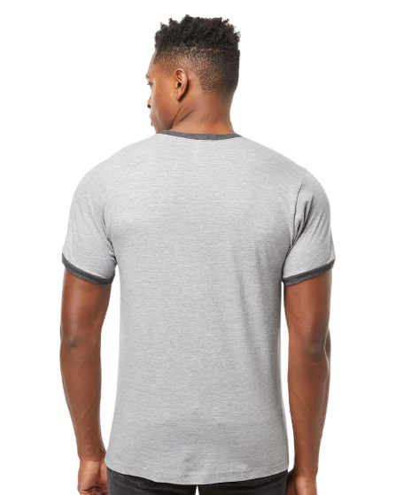 Unisex Fine Jersey Ringer Tee - Heather Gray / Heather Charcoal