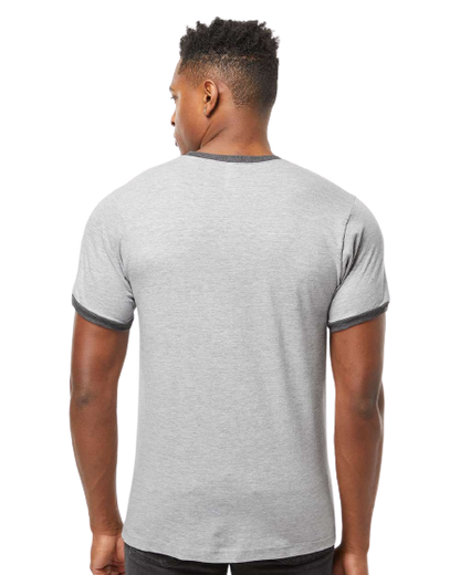 Unisex Fine Jersey Ringer Tee - Heather Gray / Heather Charcoal