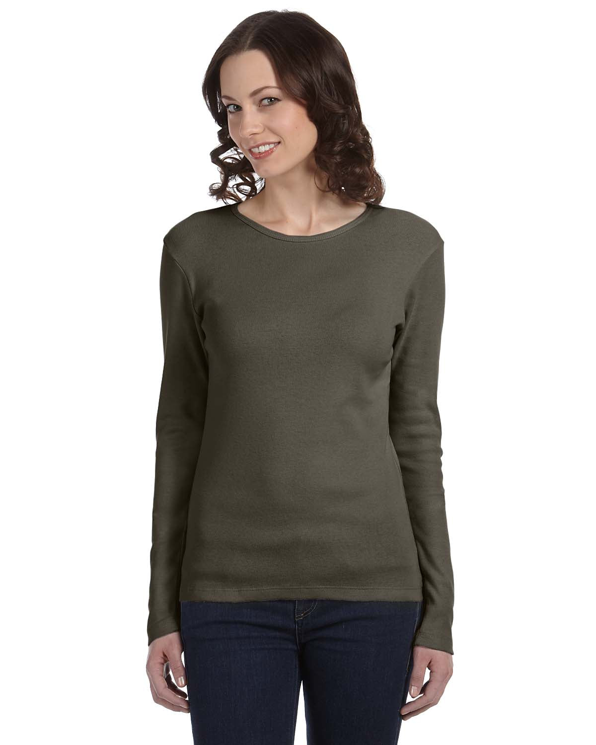 Women's Stretch Rib Long-Sleeve T-Shirt - Army