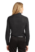 Women's Long Sleeve Easy Care Shirt - Black / Light Stone