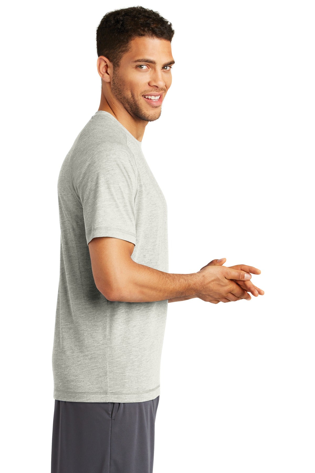 Unisex PosiCharge Tri-Blend Wicking Raglan Tee - Light Gray Heather