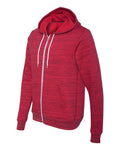 Unisex Poly-Cotton Sponge Fleece Full-Zip Hoodie - Red Marble Fleck