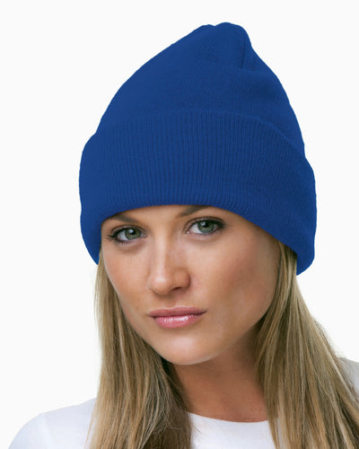 100% Acrylic Knit Cuff Beanie - Royal Blue
