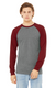 Bella + Canvas 3000C - Men's Jersey Long-Sleeve Baseball T-Shirt - Heather Deep / Cardinal