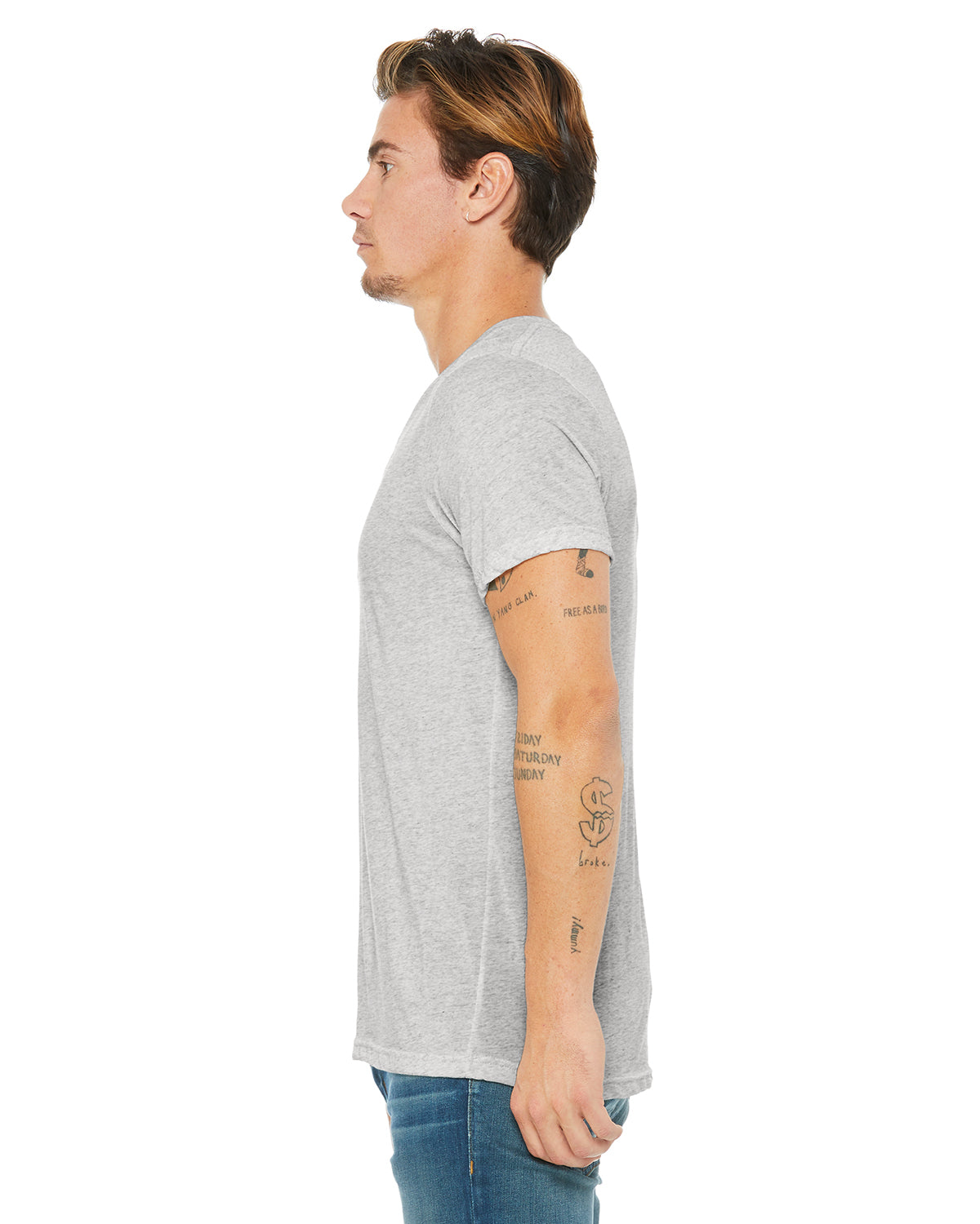 Unisex Triblend V-Neck T-Shirt - White Fleck Triblend