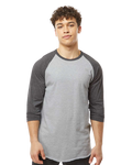 Unisex Fine Jersey Raglan Tee - Heather Gray / Heather Charcoal