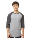 Tultex 0245TC - Unisex Fine Jersey Raglan Tee - Heather Gray / Heather Charcoal