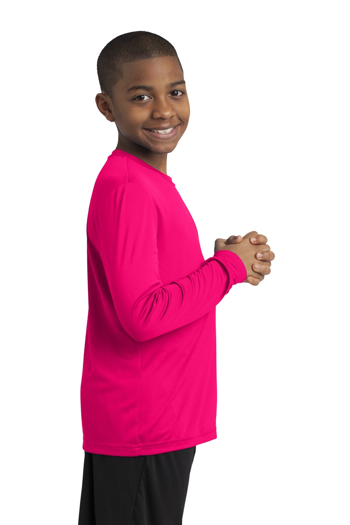 Youth Long Sleeve PosiCharge Competitor Tee - Pink Raspberry
