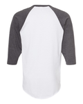 Unisex Fine Jersey Raglan Tee - White / Heather Charcoal