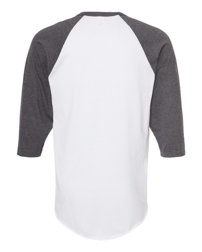 Unisex Fine Jersey Raglan Tee - White / Heather Charcoal