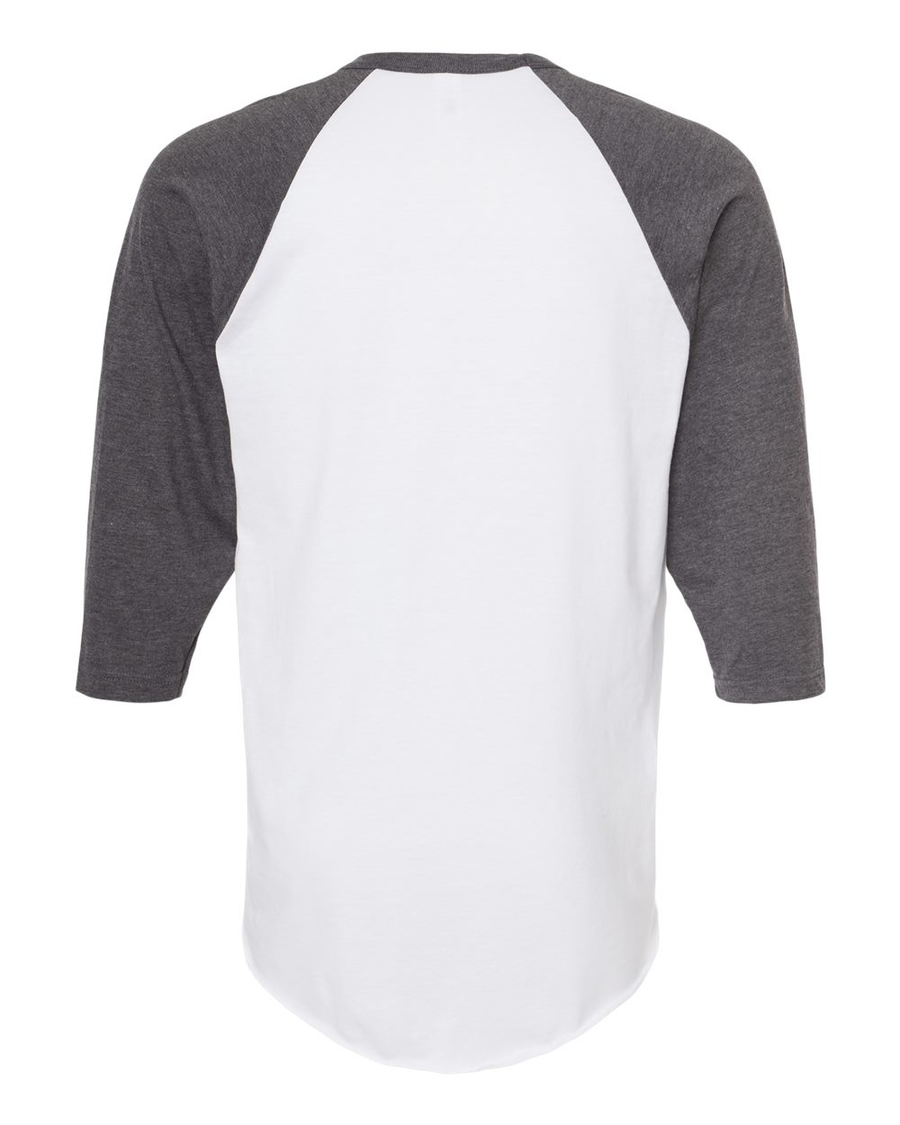 Unisex Fine Jersey Raglan Tee - White / Heather Charcoal