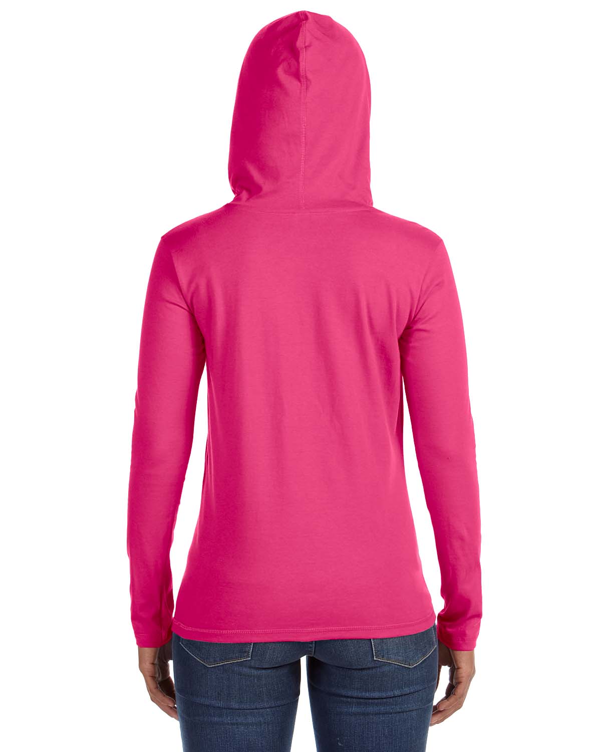 Women's Lightweight Long-Sleeve Hooded T-Shirt - Hot Pink / Neon Yellow