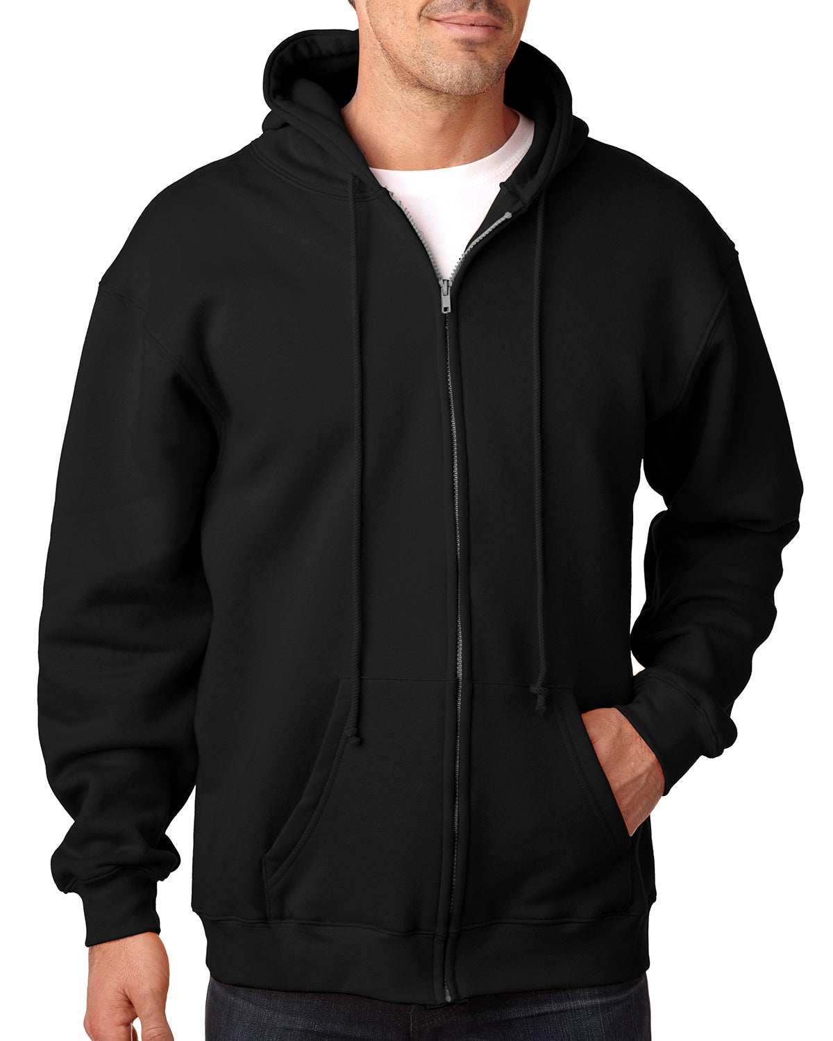 Unisex 80% cotton/20% polyester Full-Zip Hoodie - Black