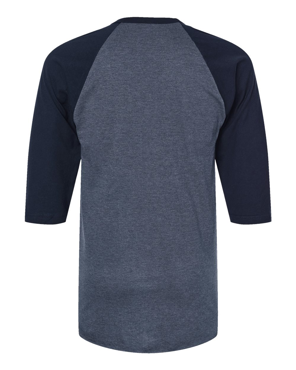 Unisex Fine Jersey Raglan Tee - Heather Denim / Navy