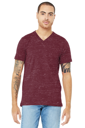 Unisex Jersey Short-Sleeve V-Neck T-Shirt - Maroon Marble
