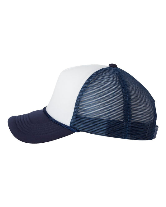 Foam Mesh-Back Trucker Cap - White / Navy