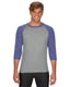 Anvil 6755 - Unisex Triblend 3/4-Sleeve Raglan T-Shirt - Heather Gray / Heather Blue