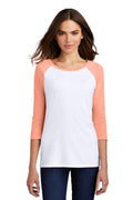 Women's Perfect Tri 3/4-Sleeve Raglan - Heather Dusty Peach / White