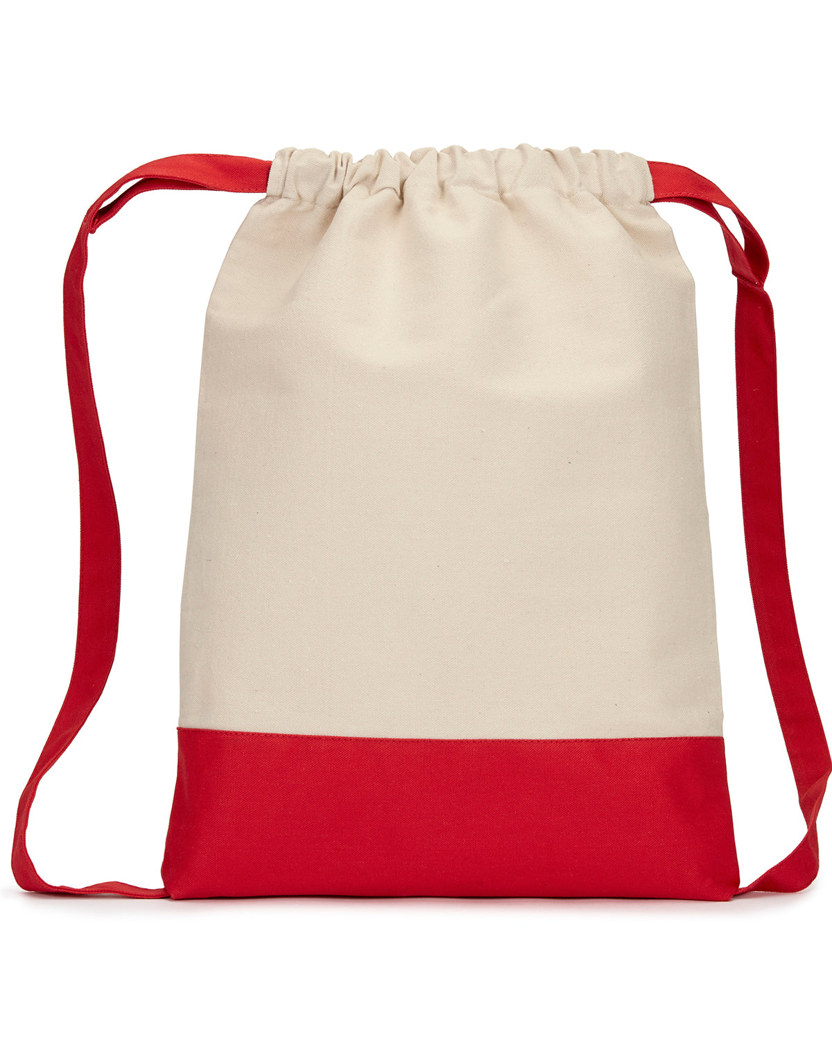 Drawstring Backpack - Natural / Red