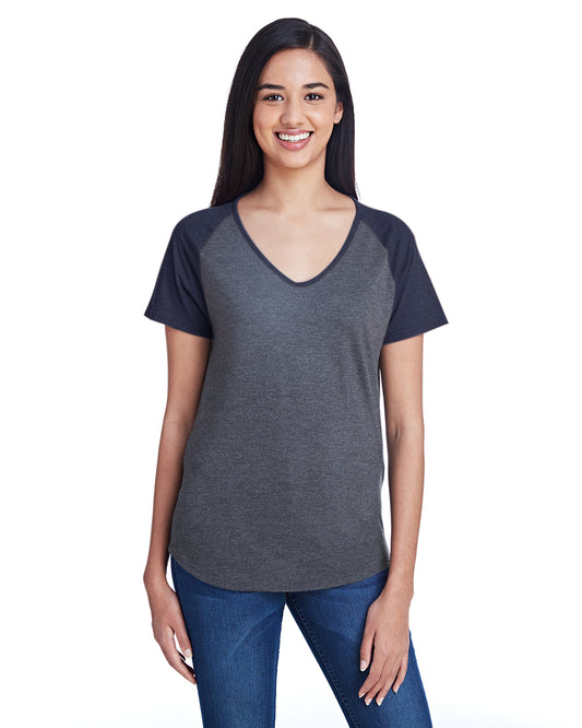 Women's Tri-Blend Raglan T-Shirt - Heather Gray / Heather Navy