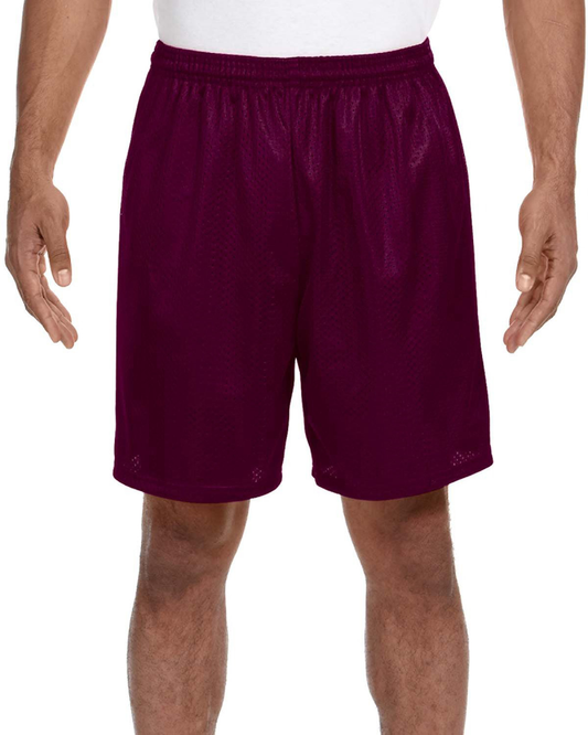 Unisex Seven Inch Inseam Mesh Short - Maroon