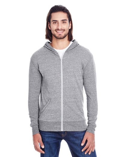 Unisex Triblend Full-Zip Light Hoodie - Gray Triblend